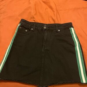 Adam Levine Collection Black Denim Skirt with Green Accents